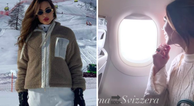 Ilary Blasi, Capodanno in Svizzera e posta la storia in aereo: «Arriviamo!»