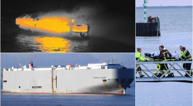 Un morto e numerosi feriti nel colossale rogo delle nave cargo in fiamme al largo dell'Olanda: incendio causato da auto elettrica