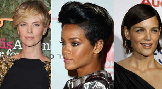 Capelli corti per Charlize Teheron, Rihanna e Katie Holmes