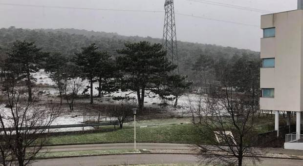 Maltempo: primi fiocchi di neve sul Carso ma è solo una spolverata