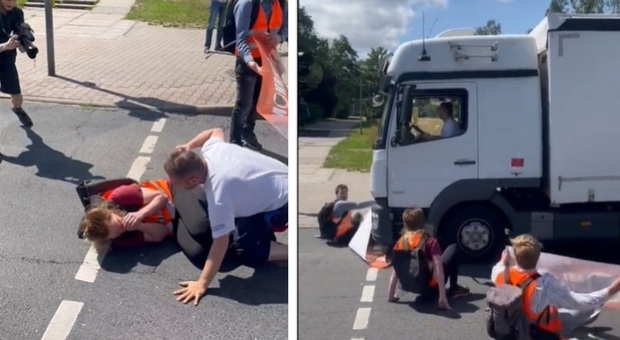 Attivisti bloccano la strada, il camionista li investe. Il video virale: «Trasportava ossigeno per l'ospedale»