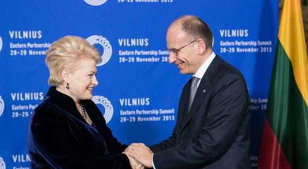 Enrico Letta con la presidente lituana Dalia Grybauskaite