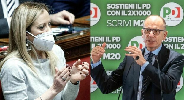 Giorgia Meloni ed Enrico Letta, confronto in senato sul tema delle «libertà a rischio»
