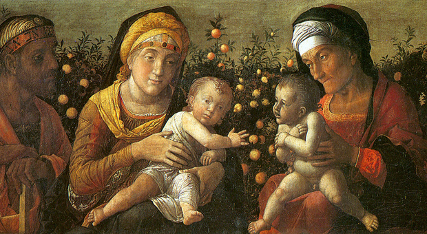 La “Sacra famiglia e famiglia del Battista” di Andrea Mantegna