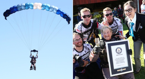 Si lancia col paracadute a 103 anni: Rut è la donna più anziana di sempre