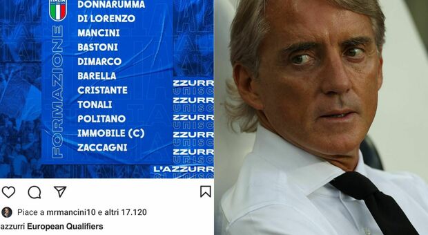 Roberto Mancini, il giallo del like su Instagram (poi rimosso) alla prima formazione di Spalletti
