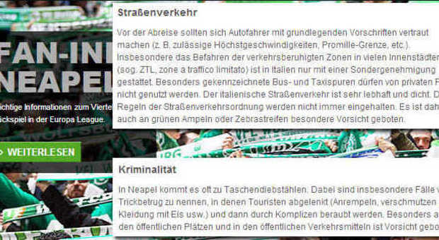 L'immagine dei tifosi del Wolfsburg e stralci dell'articolo