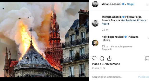 Notre Dame, Stefano Accorsi e la "sua" Parigi in fiamme: «Povera Francia...»