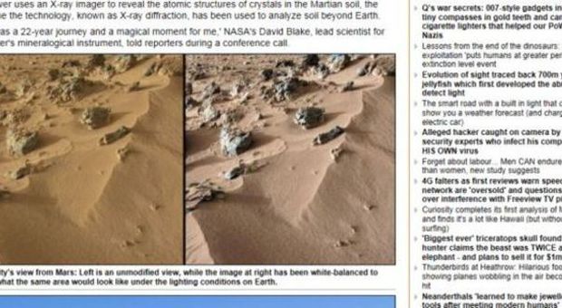 Il suolo di Marte e quello delle Hawaii (da Dailymail.co.uk)