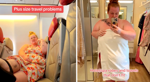 «Sono una donna plus size, ecco perché per me viaggiare è difficile: dai letti con le doghe ai tavolini sugli aerei»