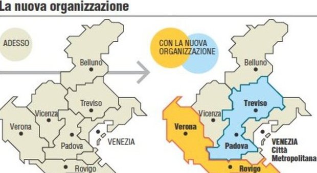 Come cambiano le province del Veneto