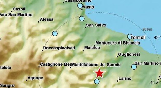 Terremoto in Molise di 4.2 avvertito anche in Abruzzo. «Paura tra la gente, ma nessun danno»