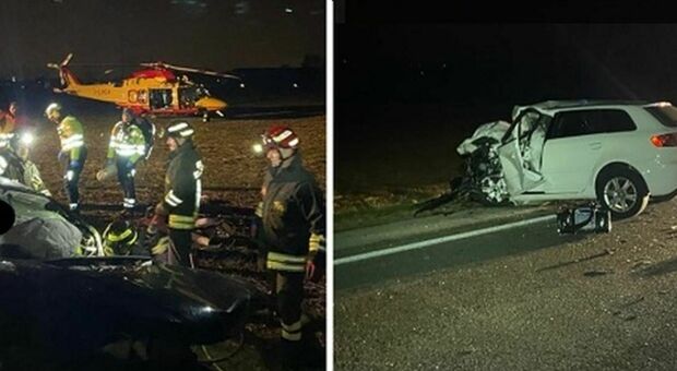 Incidente frontale tra due auto nel Trevigiano: morto un 22enne, due feriti gravi. Lo schianto durante un sorpasso