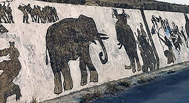 Il murale di Agrà che riproduce la battaglia del Metauro è lungo 114 metri e alto 3