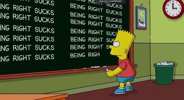 Bart Simpson alla lavagna nella prima puntata dei Simpson dall'elezione di Donald Trump