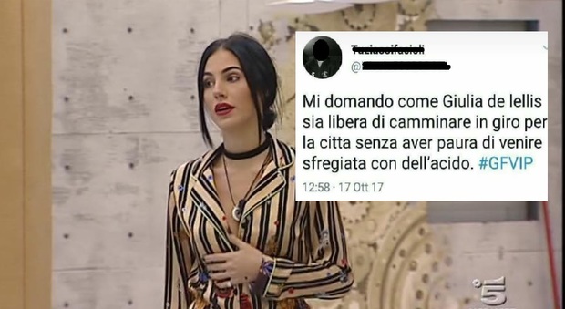 "Giulia De Lellis va sfregiata con l'acido". GfVip choc, haters sulla pagina social