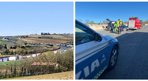 Incidente in A14 a Gradara: 7 auto coinvolte. Chiamate tre eliambulanze. Foto Ballante