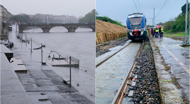 Maltempo, allerta rossa in Piemonte: treno bloccato nel Biellese con 250 persone a bordo. Si alza il Lago Maggiore