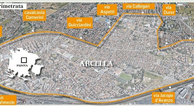 Zona rossa all'Arcella dal 19 maggio (per tutta l'estate), ecco le strade interessate. Giordani: «Scelta imposta dall'alto per fare propaganda»