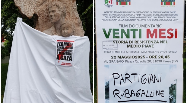 Sudario pro-Gaza tolto dal monumento dei Caduti Partigiani, l’Anpi: «È stata la polizia locale». Il manifesto vicino era già stato vandalizzato
