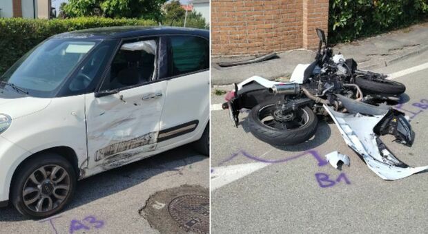 Incidente sulla Noalese, schianto tra auto e moto: centauro in gravissime condizioni. Ferita anche la conducente