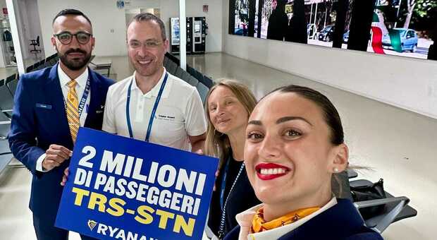 Aeroporto di Trieste, Ryanair raggiunge i 2 milioni di passeggeri sulla rotta per Londra