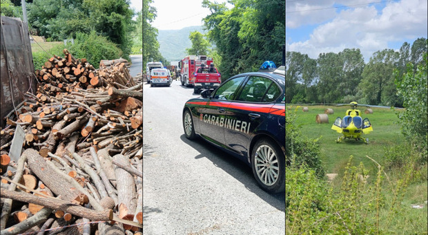 Ceccano, camion carico di legna si ribalta e investe uno scooter: conducente gravemente ferito a una gamba