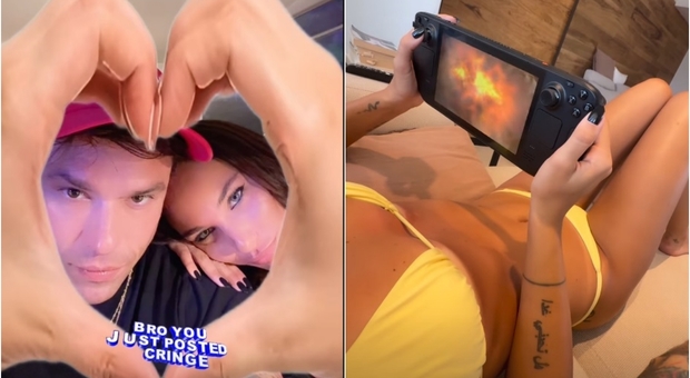 Fedez e Giulia Honegger, le foto che ufficializzano la relazione: la vacanza in Sardegna, il bikini giallo e i selfie con i cuori