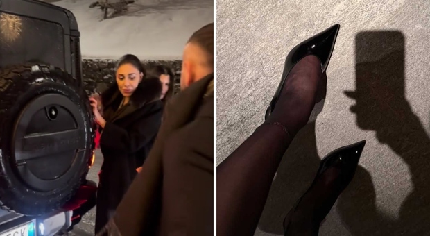 Belen Rodriguez con i tacchi sul ghiaccio a St. Moritz: «Mi ha lasciata così, ha detto 'sta cadendo' e se ne è andato»