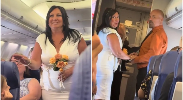  Coppia si sposa in aereo. ?L'amore ? nell'aria?. Ma i passeggeri: i bagni erano inagibili, noi come ostaggi 