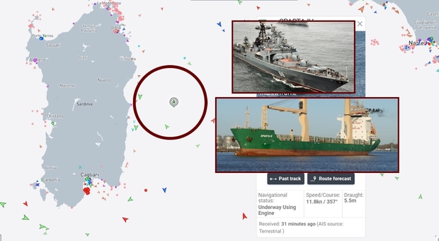 La nave russa Sparta IV al largo della Sardegna, allarme nel Tirreno: i transponder spenti, la scorta del cacciatorpediniere e le armi a bordo