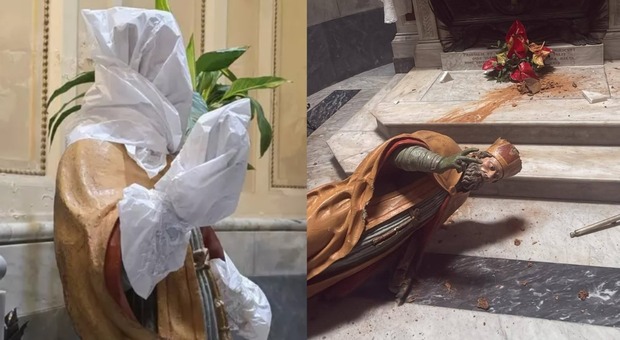  Nola, donna fa cadere la statua di San Paolino in Duomo: è un manufatto di fine '500 