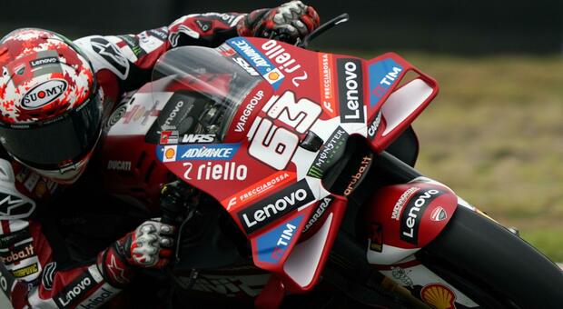 Bagnaia con la sua Ducati ad Austin