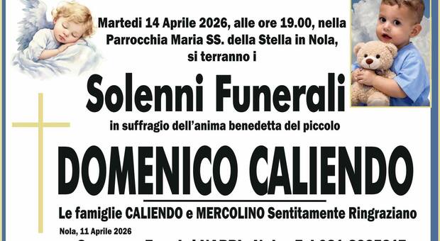  Domenico Caliendo, martedì 14 aprile alle 19 la Messa nel ricordo del piccolo 