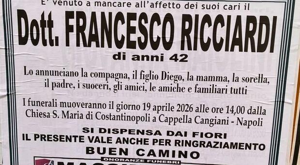  Lutto al Rione Alto per l?improvvista scomparsa del giovane farmacista Francesco Ricciardi 
