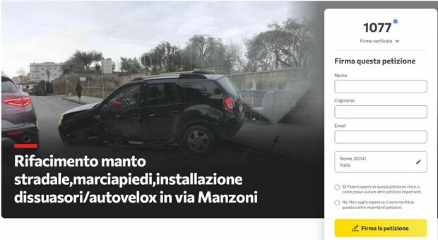 Incidenti mortali e buche stradali: una petizione per "salvare" via Manzoni