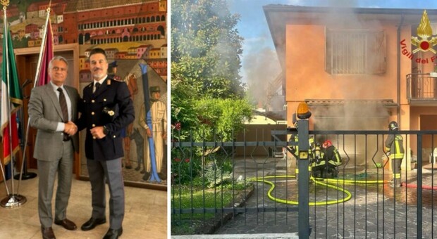 Anziani intrappolati nella casa in fiamme: poliziotto sente le grida e li salva entrando nella villetta invasa dal fumo