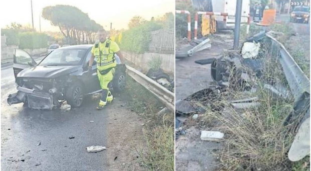 immagine Roma, incidente sulla Nettunense: auto tranciata dal guardrail. Un 20enne perde la gamba e gli amici vengono estratti dalle lamiere
