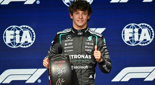 Kimi Andrea Antonelli dopo aver conquistato la pole a  Spa-Francorchamps
