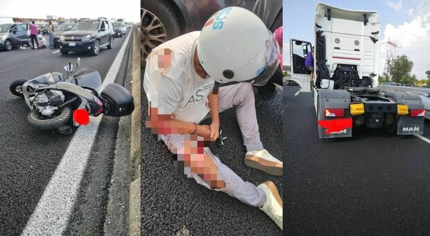  «Ho visto lo scooter di quell'uomo travolto da un camion: così l'ho salvato da morte certa in autostrada» 
