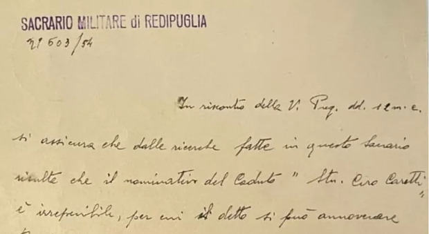 Prima guerra mondiale, dopo 109 anni Tina ritrova i resti di nonno Ciro Caretti: la scoperta quasi per caso