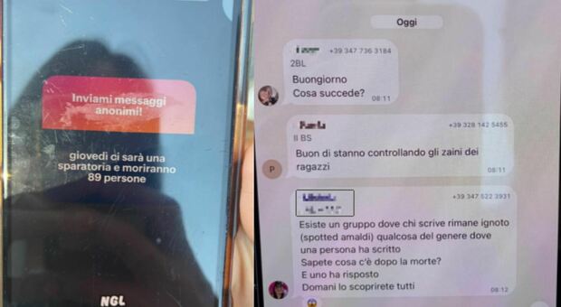 &laquo;Ci sar&agrave; una sparatoria a scuola, moriranno 89 persone&raquo;, il messaggio al liceo Amaldi di Roma: arriva la polizia. Gli studenti: &laquo;Cercavano coltelli negli zaini&raquo;