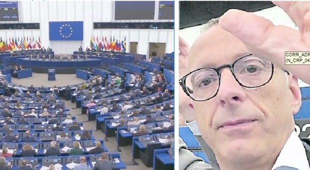 Pesaro, in 18 secondi il via libera dal Parlamento europeo all'uso delle chat di Santini nel caso affidi. L'europarlamentare Ricci: «Lì c'è la prova a mio favore». Nelle foto la seduta plenaria del Parlamento europeo e il voto di Matteo Ricci