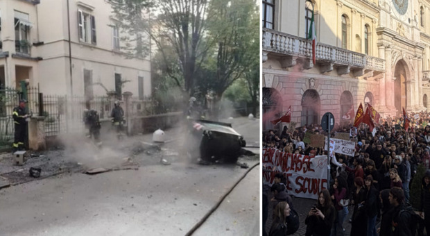 Studenti in rivolta danno fuoco ai cassonetti fuori dalla scuola: la chat usata per mobilitarsi. Parigi contagia il Veneto: cortei nelle citt&agrave;