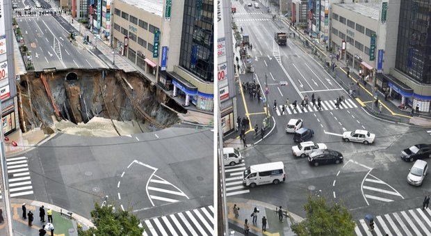 La voragine di Fukuoka, prima e dopo