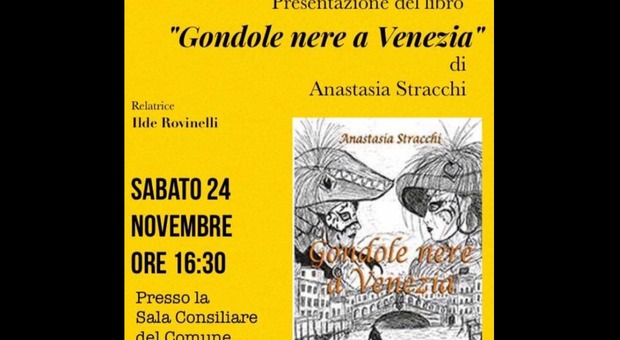 Rieti, Anastasia Stracchi presenta in Comune il suo ultimo libro "Gondole nere a Venezia"