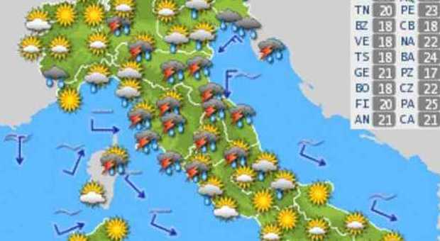 Arriva Elettra: l'estate finisce lunedì Piogge e temperature in calo in Italia
