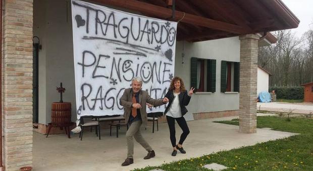Pierantonio Garbin con la moglie alla festa per la pensione