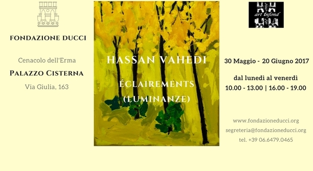 'Luminanze', la mostra di Hassan Vahedi dal 30 maggio al 20 giugno a Palazzo Cisterna