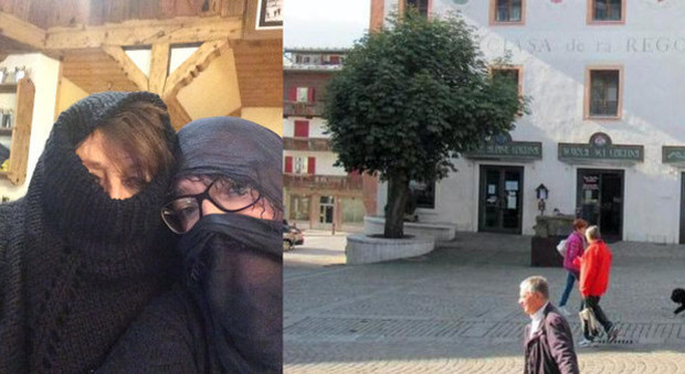 L'ironia di alcune donne: "Maschi talebani, volete il burqa a Cortina"